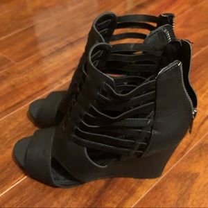 Rampage black wedge heels